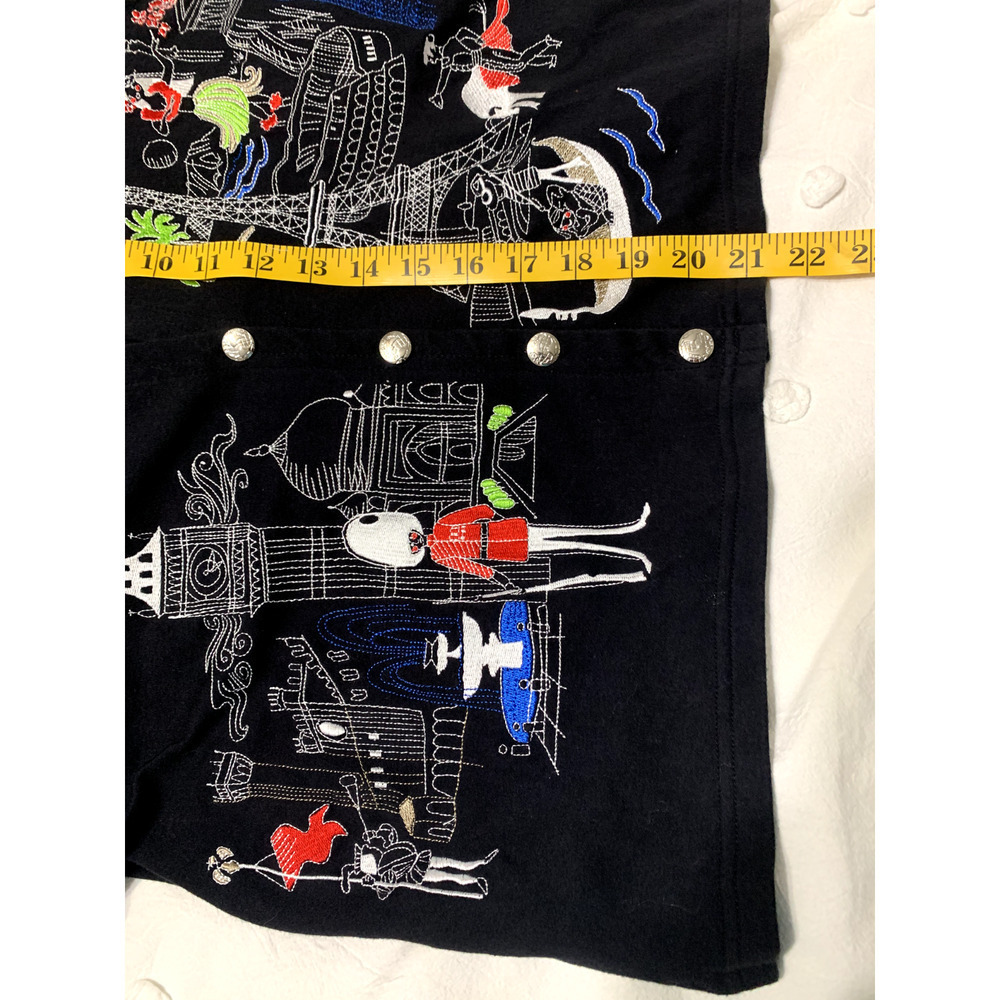 MCX Signature Cardigan Women Medium Button Up Black Embroidered Artsy Vacation - Picture 7 of 11